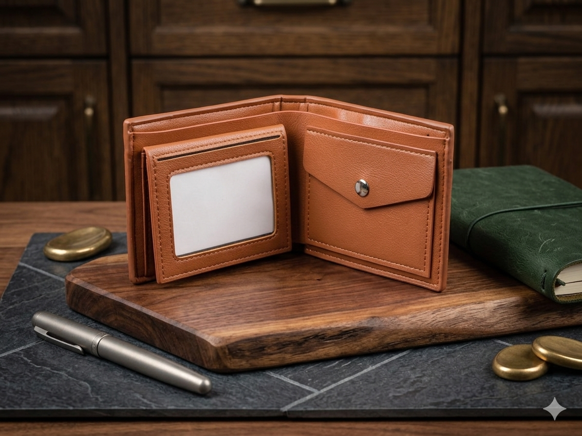 Executive  Leather Wallet for Men – Premium Bifold Wallet with Contrast Panel