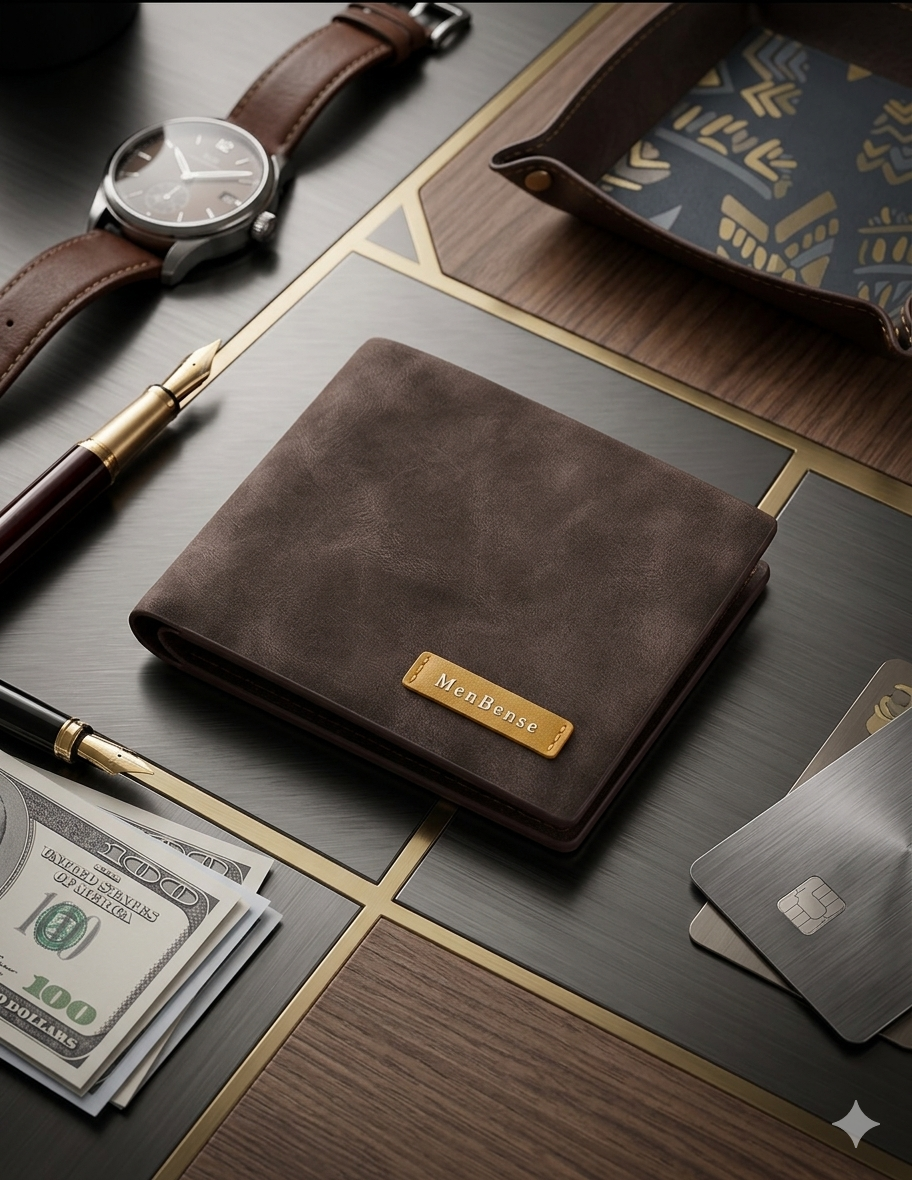 Premium Men's Black Leather Wallet – Slim Bifold Card Holder