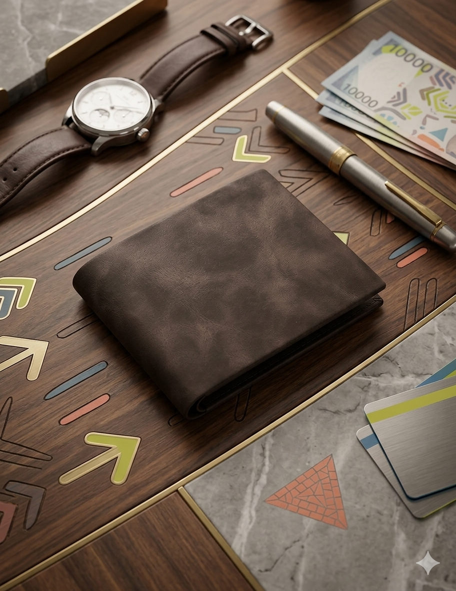 Premium Men's Black Leather Wallet – Slim Bifold Card Holder