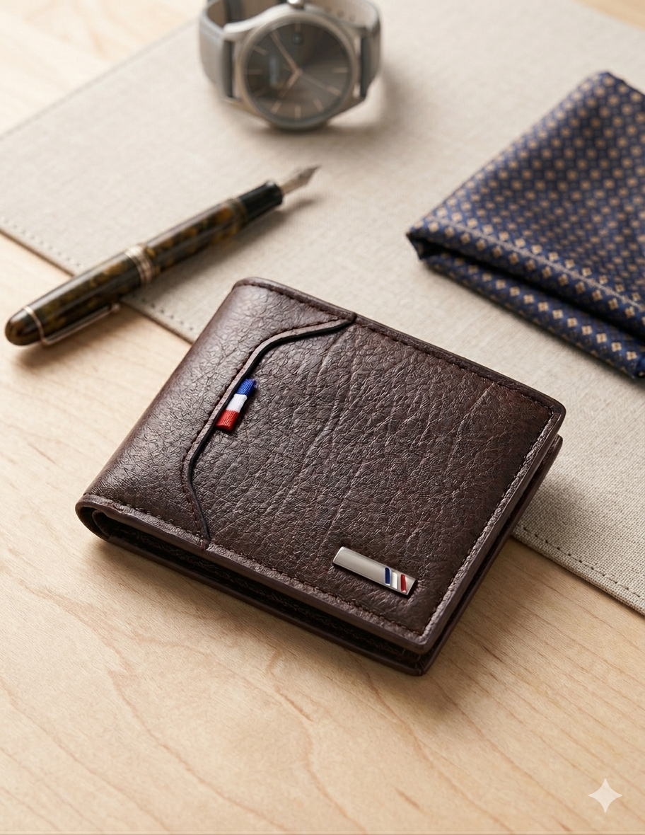 Premium Vintage Brown Leather Wallet for Men – Slim Bifold Card Holder
