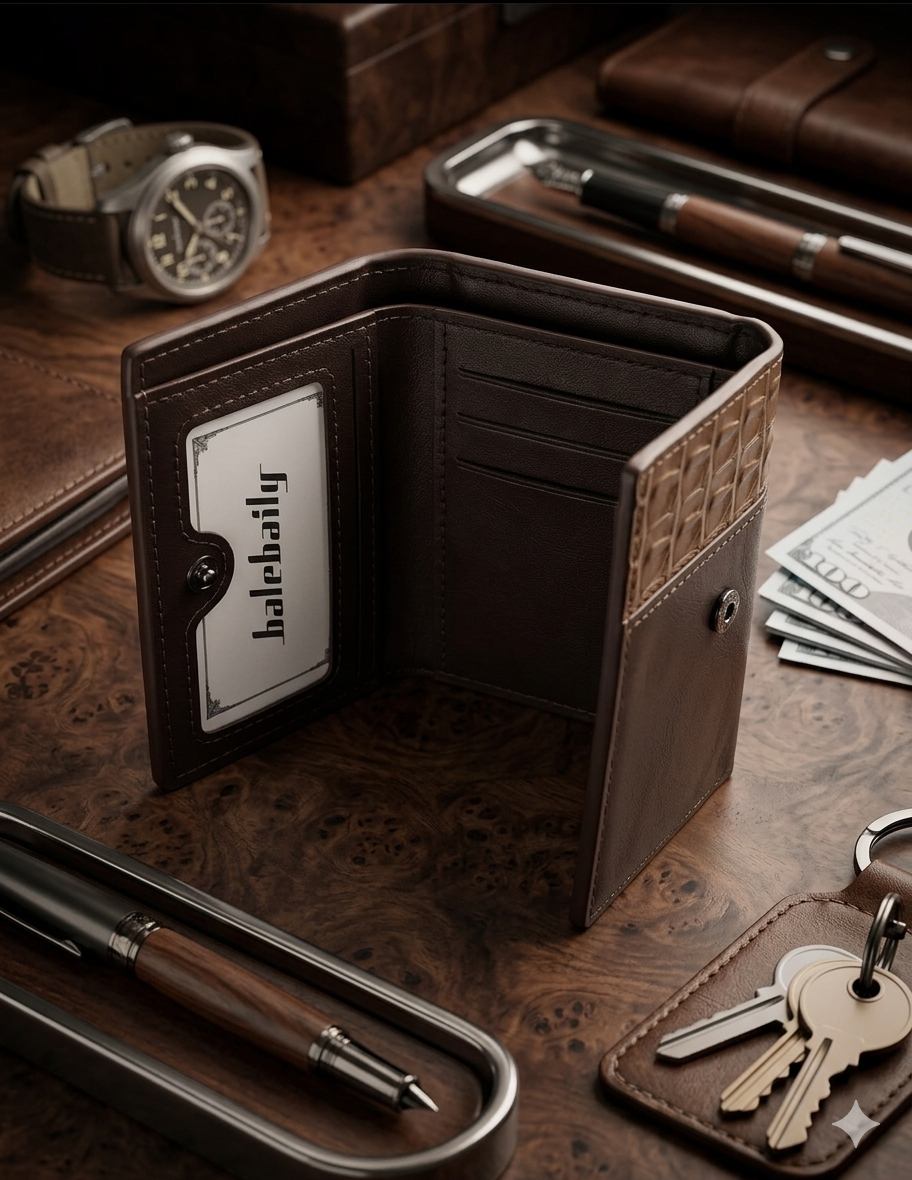 Premium Crocodile Pattern Leather Wallet for Men – Slim Bifold Wallet