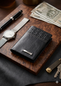 Premium Crocodile Pattern Leather Wallet for Men – Slim Bifold Wallet
