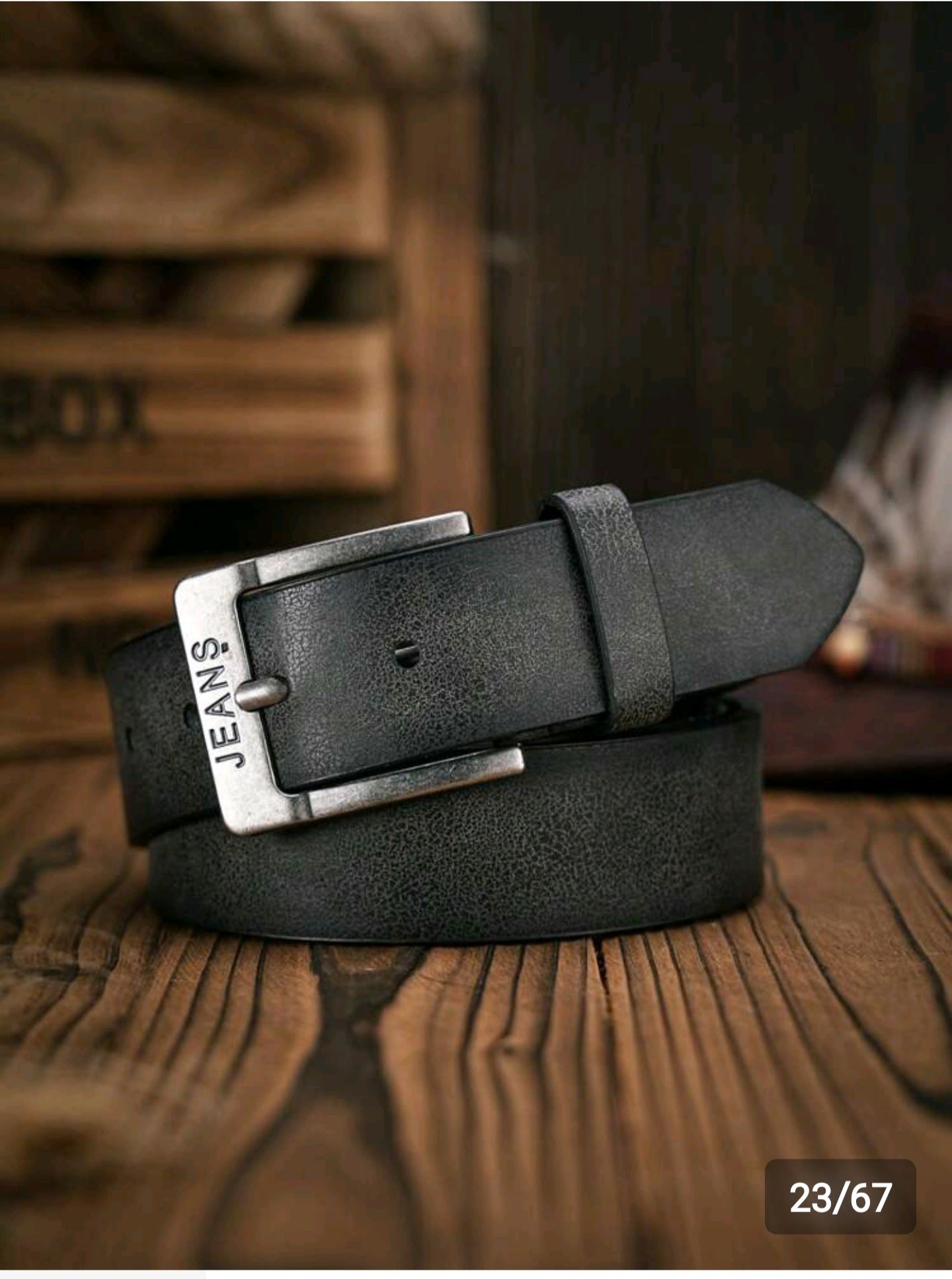 Premium Black Genuine Leather Belt for Men – Classic Gold Buckle