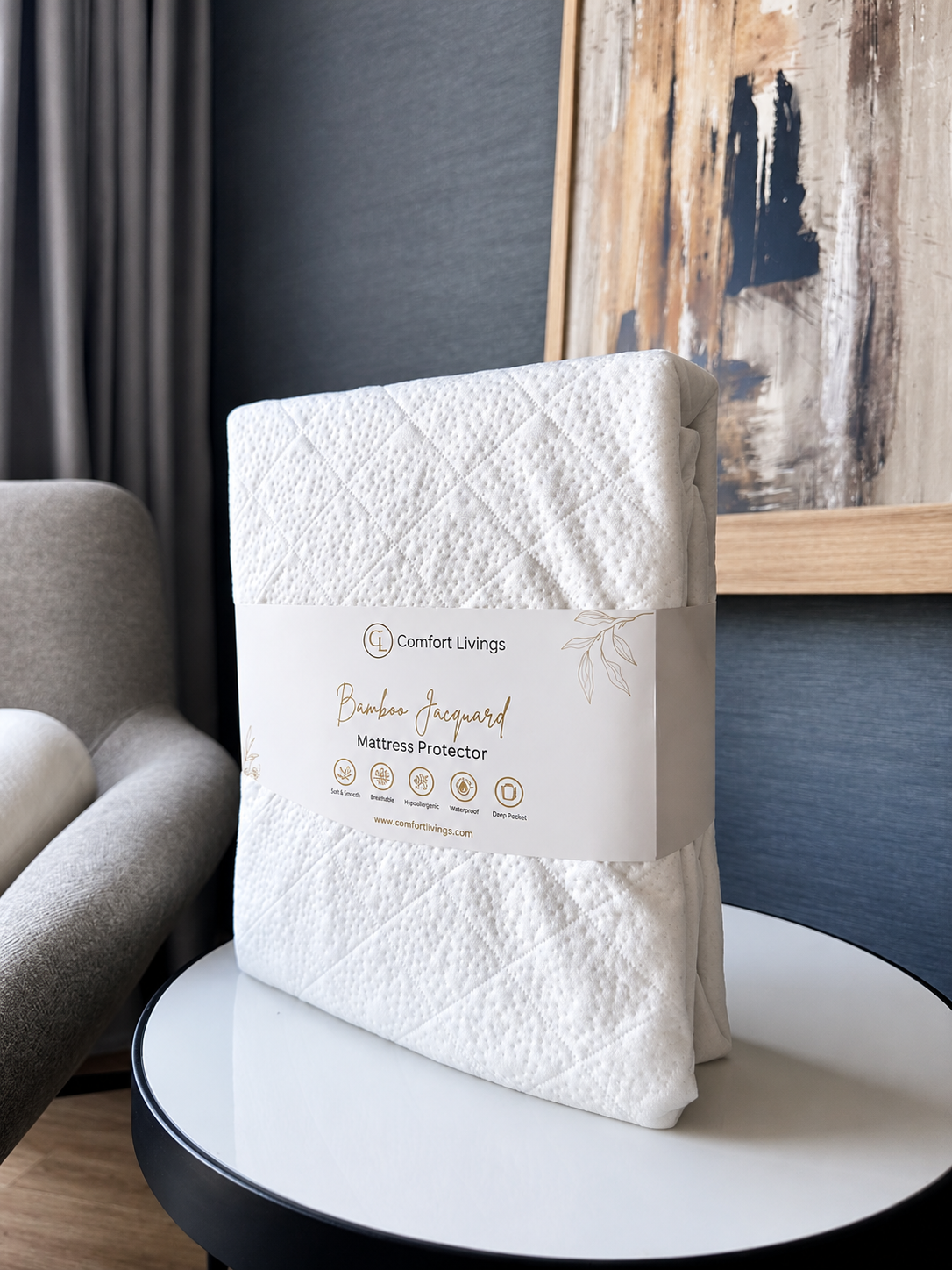 premium Bamboo Jacquard Waterproof Mattress Protector.