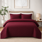 Maroon quilt King Size -Ultrasonic All Season Bedspread King, Soft Lightweight Bedding Set, 3 Pieces (1 Quilt, 2 Pillow)