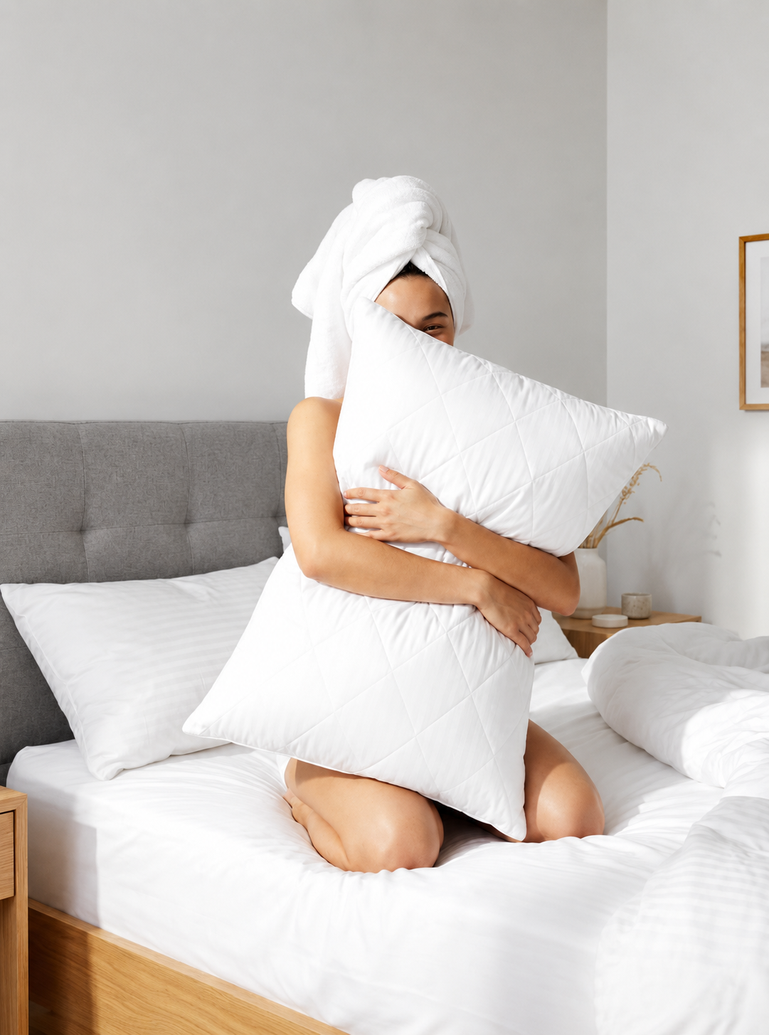 soft quilted pillow.