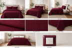 Maroon quilt King Size -Ultrasonic All Season Bedspread King, Soft Lightweight Bedding Set, 3 Pieces (1 Quilt, 2 Pillow)