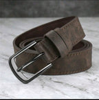 Vintage  Leather Belt – Classic Metal Buckle