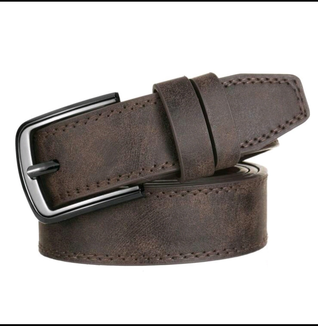 Vintage  Leather Belt – Classic Metal Buckle