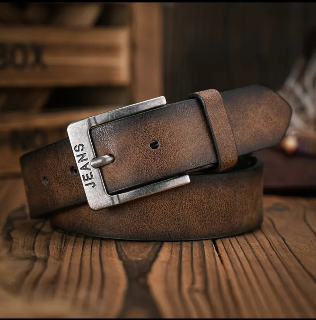 Vintage camel Leather Belt for Men – Classic Casual & Formal Waist Belt