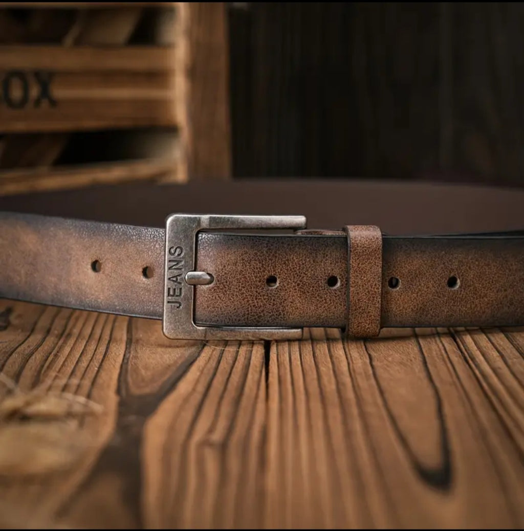 Vintage camel Leather Belt for Men – Classic Casual & Formal Waist Belt