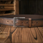 Vintage camel Leather Belt for Men – Classic Casual & Formal Waist Belt