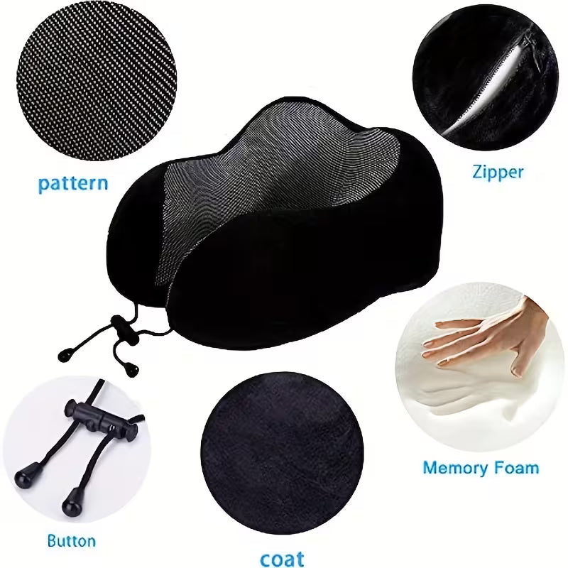 U Shaped Memory Foam Neck Pillow, Soft Travel Pillow Neck Cervical Airplane Pillow,