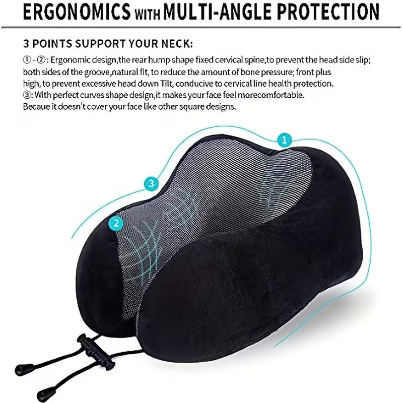 U Shaped Memory Foam Neck Pillow, Soft Travel Pillow Neck Cervical Airplane Pillow,