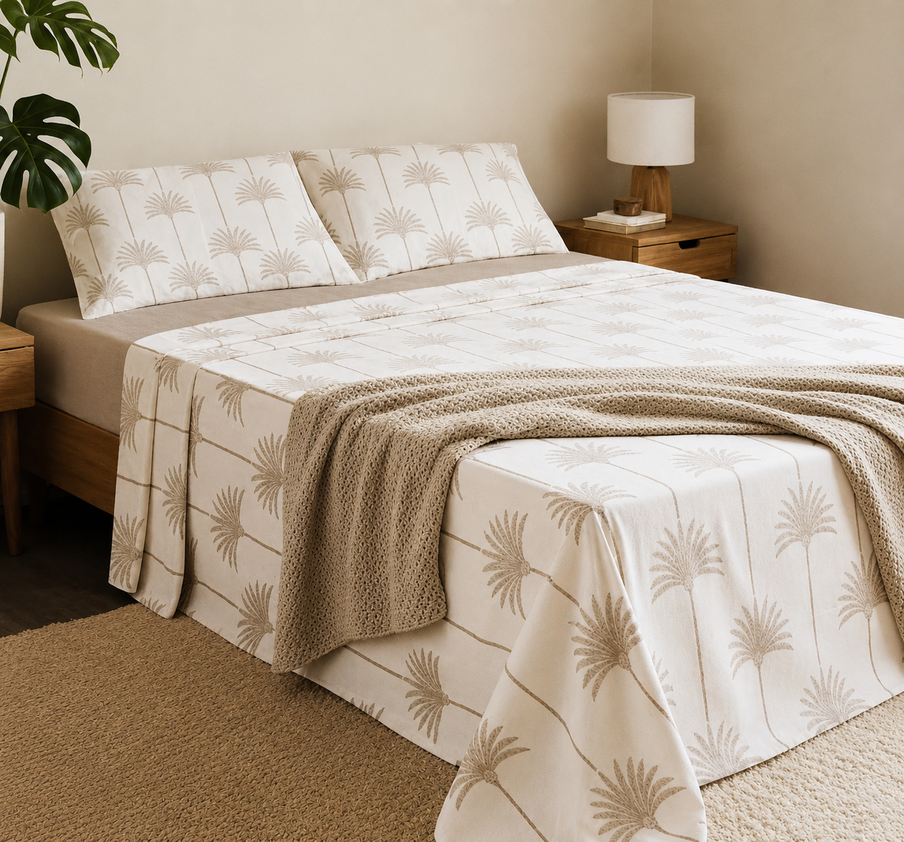 Soft Palm Elegance Bedsheet Collection 3 pcs king size