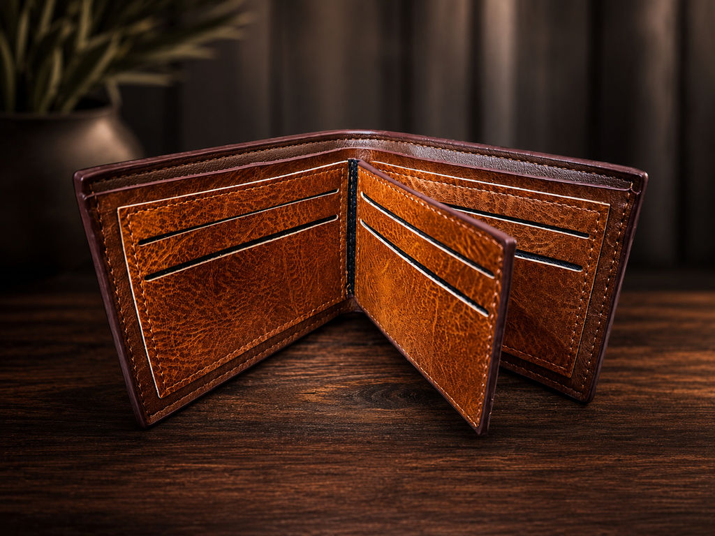 Premium Vintage Leather Bi-Fold Wallet for Men.
