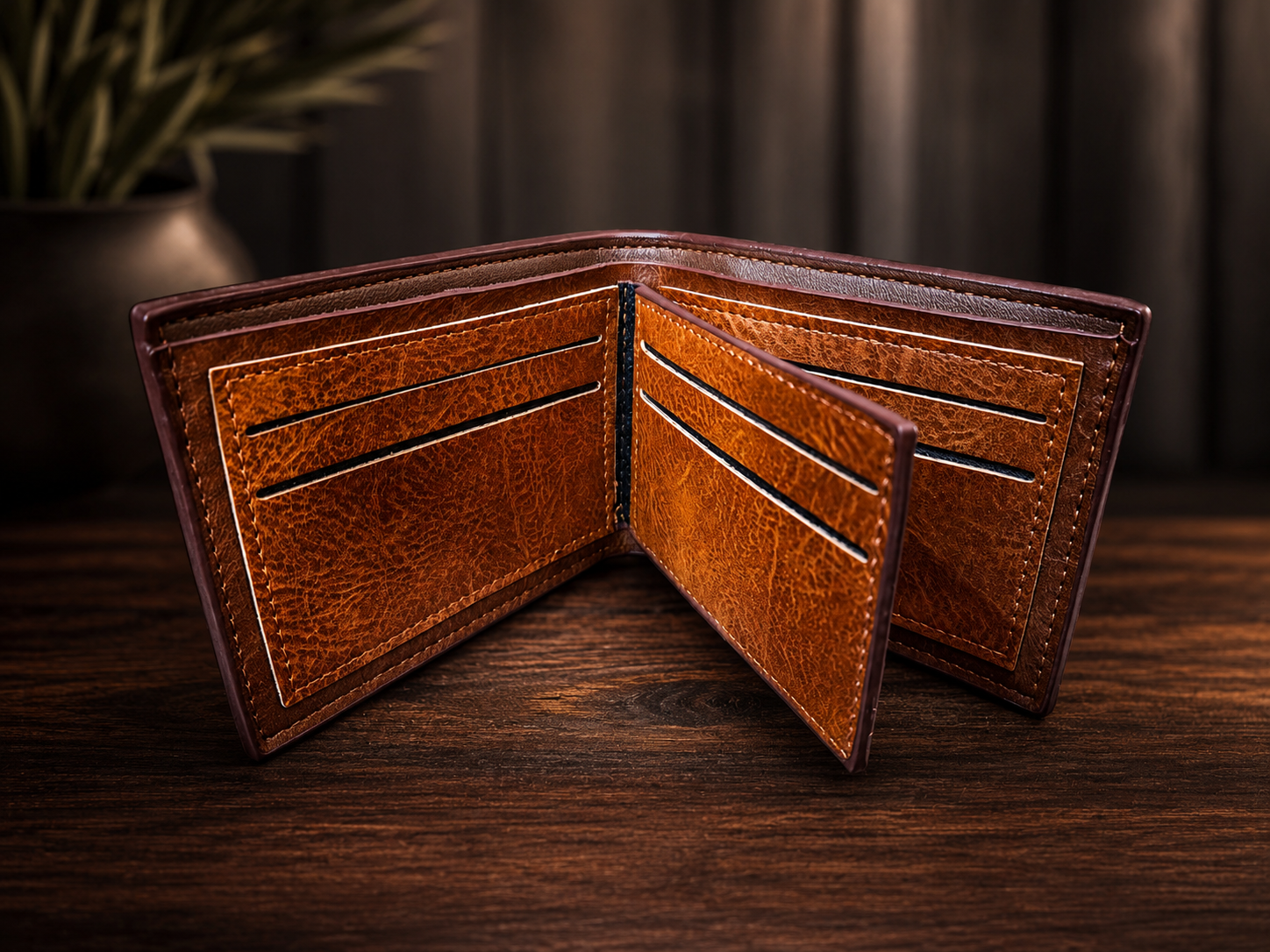 Premium Vintage Leather Bi-Fold Wallet for Men.
