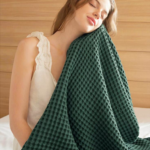 Waffle Cotton blanket - King Size ( 3pcs) Green colour.