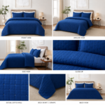 Blue quilt King Size -Ultrasonic All Season Bedspread King, Soft Lightweight Bedding Set, 3 Pieces, - Image 2