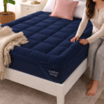 Extra thick super soft mattress topper blue colour.