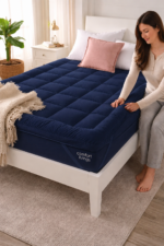 Extra thick super soft mattress topper blue colour.