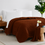 Waffle Cotton blanket - King Size ( 3pcs) Orange colour. - Image 3