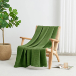 Waffle Cotton blanket - King Size ( 3pcs) Green colour. - Image 2
