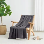 Waffle Cotton blanket - King Size ( 3pcs) Gray colour. - Image 4